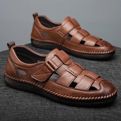 Sandalias de piel de vaca de alta calidad para hombre, zapatos romanos clásicos para exteriores, playa, negocios, informales, para senderismo acuático, de moda de verano