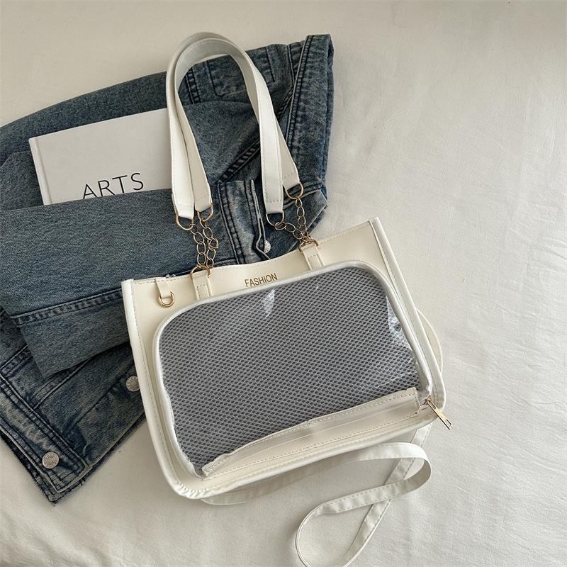 

Women s transparent shoulder oblique span bag 2025 small fresh simple tote bag leisure bag high value women