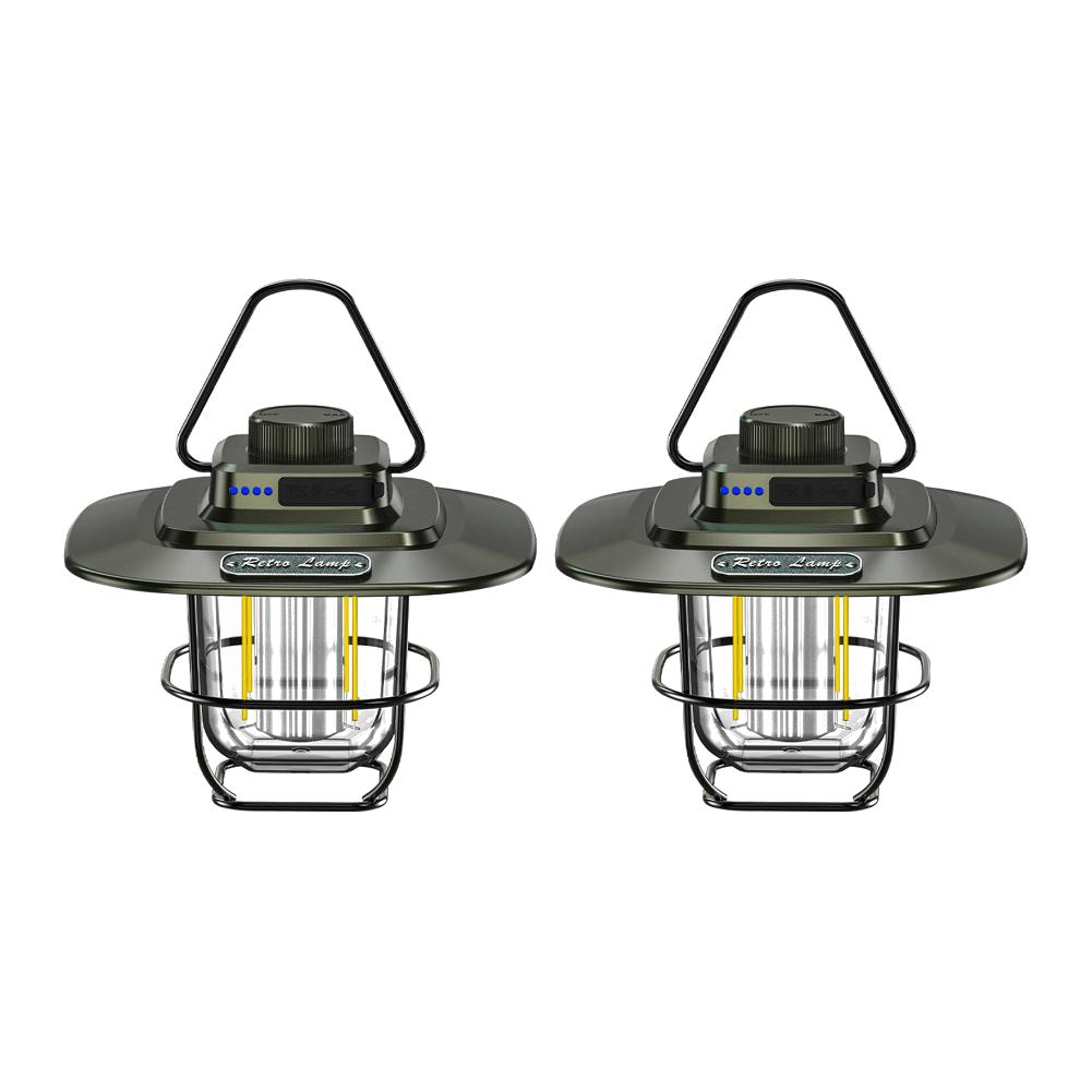 Portable Camping Lanterns 4500mAh Retro Hanging Tent Lamp Waterproof Dimmable Garden Decor Lights for Hiking Emergency Lanterns
