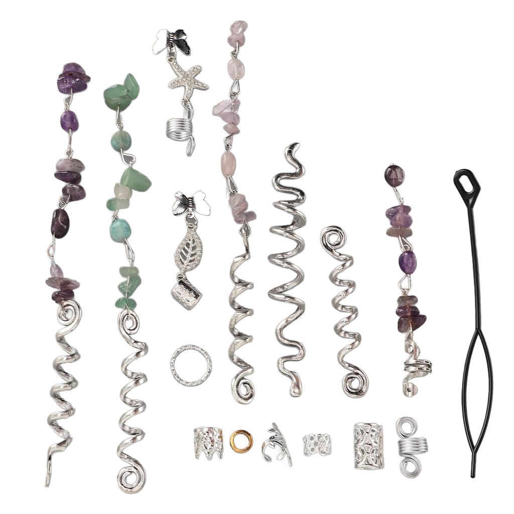Hair Dreadlocks Rings Hair Braid Clips Alloy Braid Hair Jewelry for Banquets Film Shows Weddings Silver