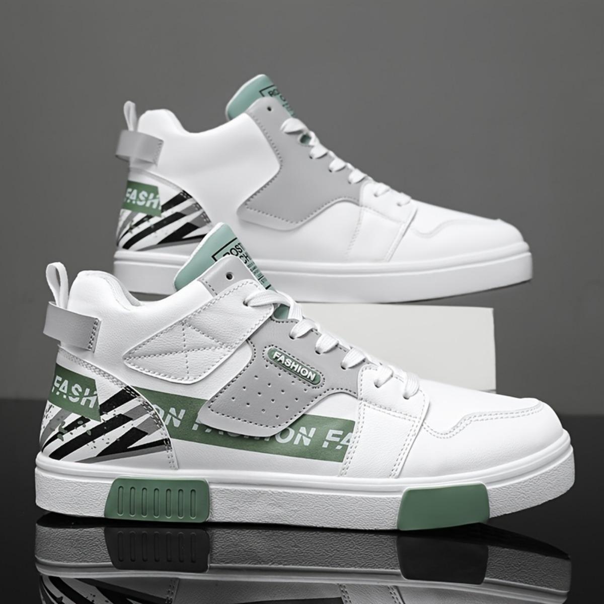 

Men s Low Cut Skateboard Shoes, PVC Cushioned Sole - Street Style Sports Shoes, All Season White Casual Shoes - PU Fabric and Breathable Lining 39 зелений/білий