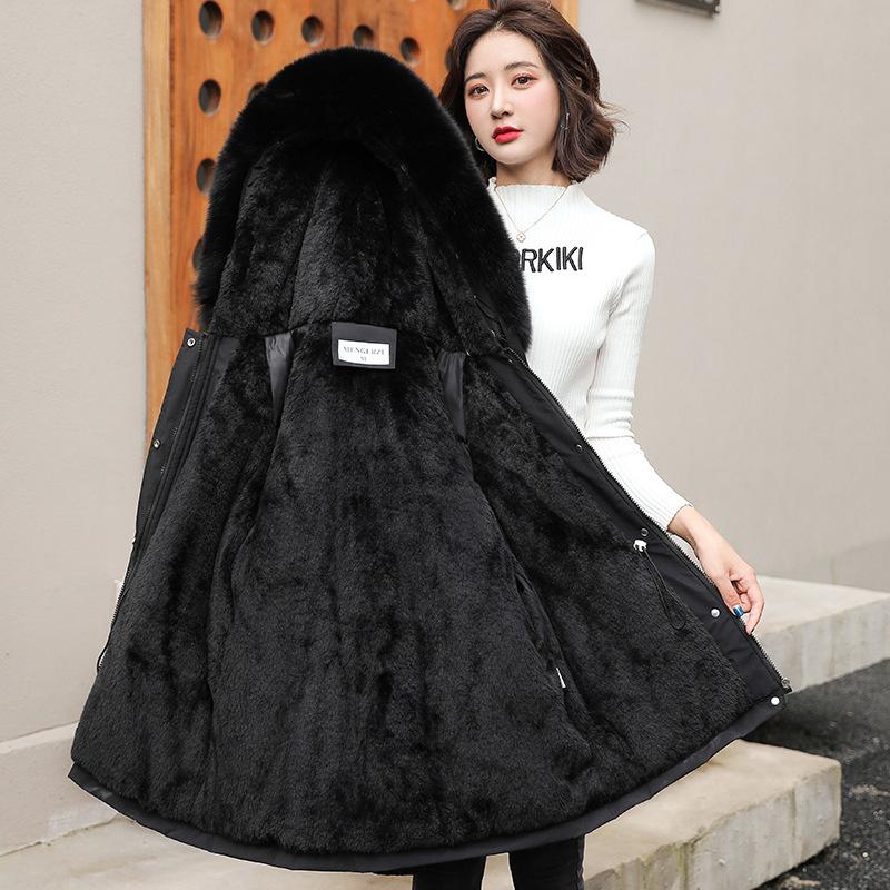 Nuovo cappotto di pelliccia calda e peluche da donna imbottito in cotone invernale