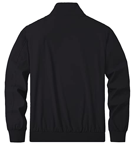 TACVASEN Men's Autumn Jacket, Workwear, Windproof, Outerwear, Water-Repellent, Lightweight, Simple, Solid Color, Casual, Jumper, Hiking, Stadium Jacke