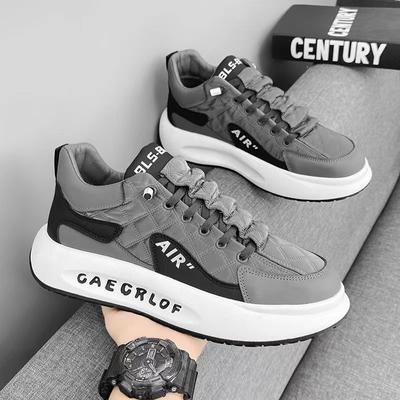 Fashion All-match Sports Shoes Men's Low-top Thick-soled Running Shoes Breathable Mesh Shoes Soft-soled Comfortable Color Matching Casual Daddy Shoes