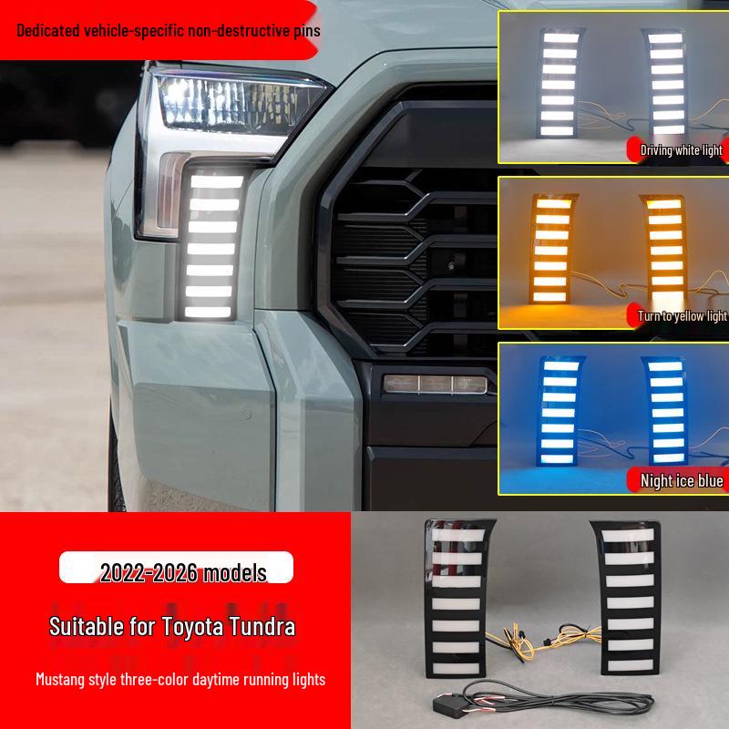LED Daytime Running Turn Signal Fog Lights for 2022-2025 Toyota Tundra Front Bumper