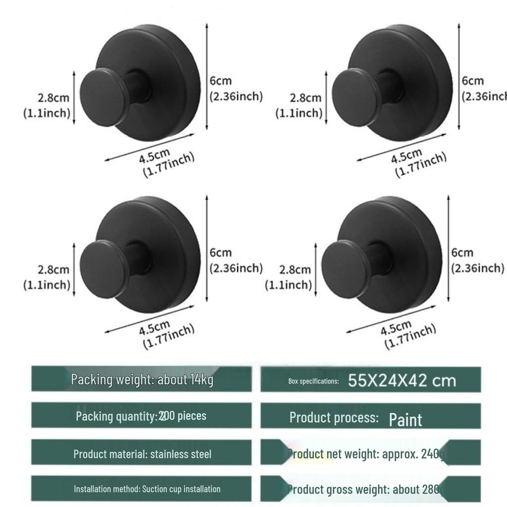 Traceless Stainless Steel Suction Cup Hook for Bathrooms & Kitchens