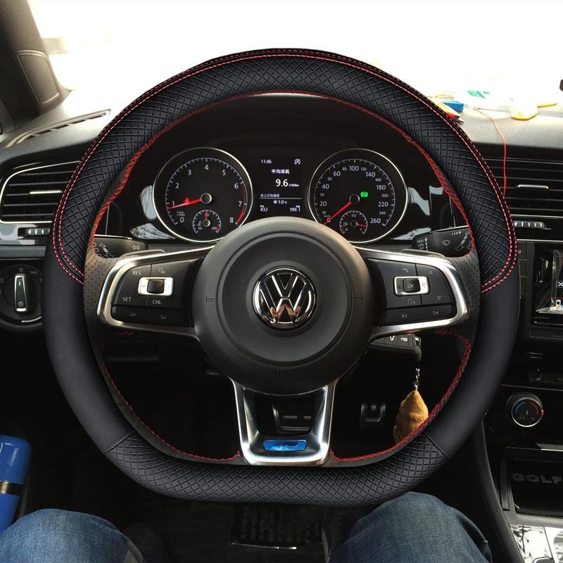 Car Steering Wheel Cover Artificial Leather For Volkswagen Golf 7 GTI Golf R MK7 VW Polo GTI Scirocco 2015 2016 Auto Interior Et4