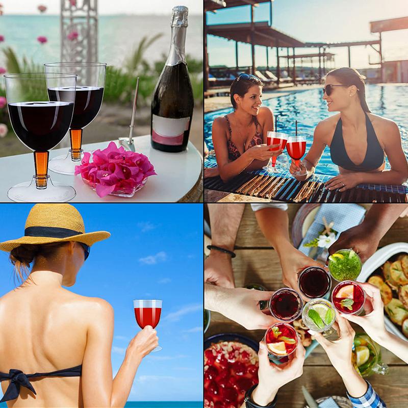 1/6 ks Odnímatelné sklenice na víno Přenosné odnímatelné plastové sklenice na víno Lehké odolné proti pádu Opakovaně použitelné pro venkovní kempování