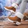 Foreign Snow Boots for Women's Winter New Fur-turning Short Tube, Piled Warm and Heightening Cotton Boots, Tide Thick-soled Short Boots for Women