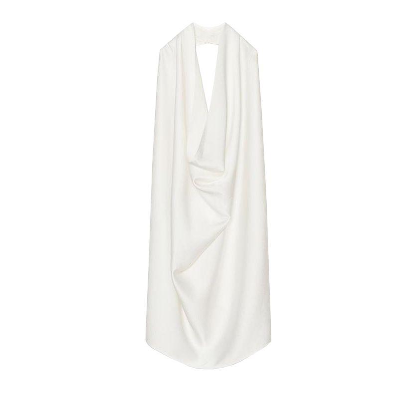 Spring New Women's Clothing Elegant Elegance White Circular Lower Hem Open Back Hanging Collar Tops 2649074