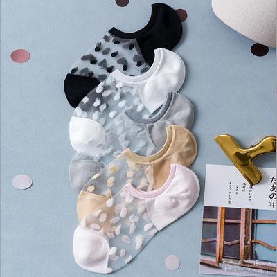 Meias de Seda para Mulher no Verão Tornozelo Renda Ultra-finas Menina Fibra de Vidro Transparente Meias com Pontos de Moda Estilo Fofo Harajuku Novo