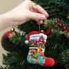 Holiday Hanging Touches Christmas Stocking Set, 6 Piece Acrylic Tree Trim with Assorted Seasonal Artwork for Tree Branch and Small Display Use
