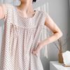 Korean polka dot tank pajamas for women, faux cotton silk, new summer home wear, can be worn as loose dresses outside