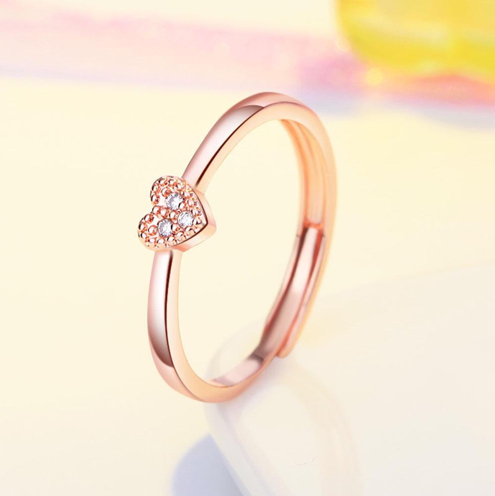 Fashionable Heart-Shaped Rhinestone Ring for Women - Simple Japanese/Korean Style Jewelry