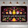 Mexican Day Of The Dead Ghost Skull Party Decoration Banner Purple Background Dancing Ghost Skull Kids Banner Holiday Decoration