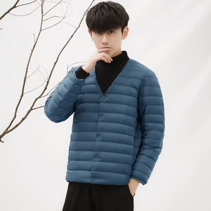 Men's 2024 Lightweight 90% Down V-Neck Jacket – Warm Inner Layer, Plus Size, Thin Outerwear