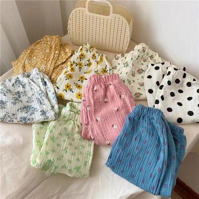 2024 Summer Kids' Anti-Mosquito Printed Cotton Pants - Double-Layer, Trendy Cuffed Trousers for Small and Medium Sizes.