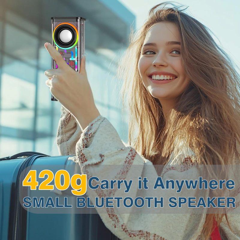 Transparent Mecha Speakers Bluetooth 5.0 Wireless Double Bass Diaphragm Subwoofer Music TWS RGB Light Mini Party Loudspeaker