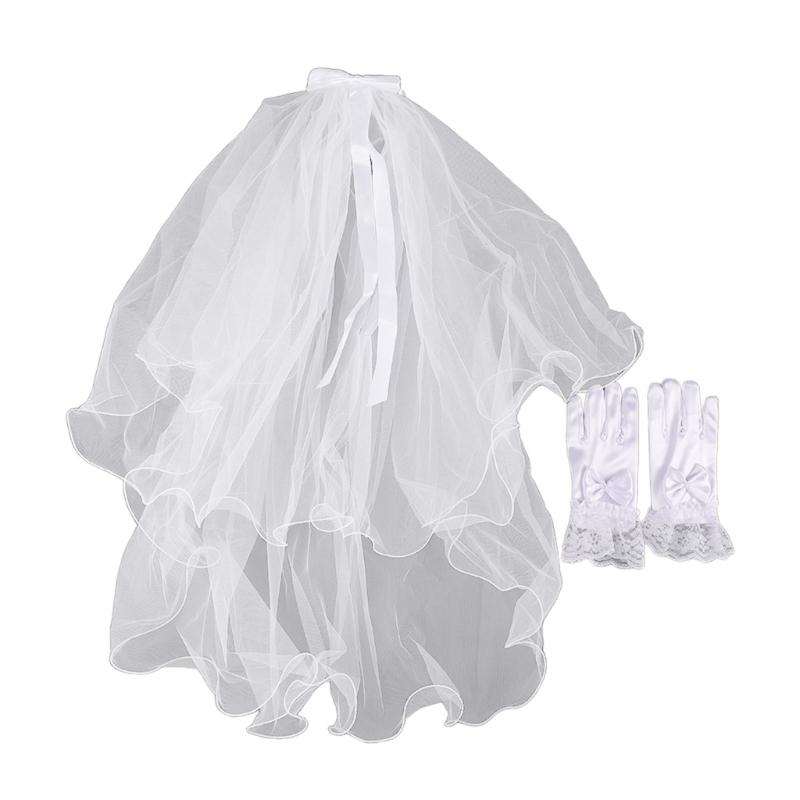 

Bridal Veil Bride Elaborate Tulle Headscarf Gloves White Bachelorette Party Hen Party Bride Veil Lace Gloves Head Scarf 1
