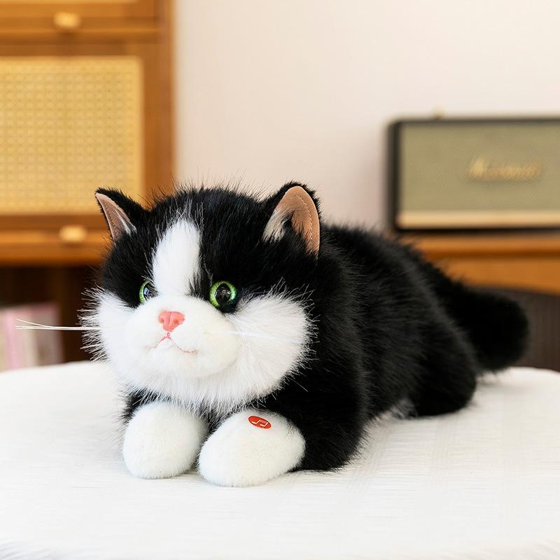 

The simulated cat will call the cat plush toy ragdoll cat doll party kitten doll birthday gift sleeping ornament 45cm чорний