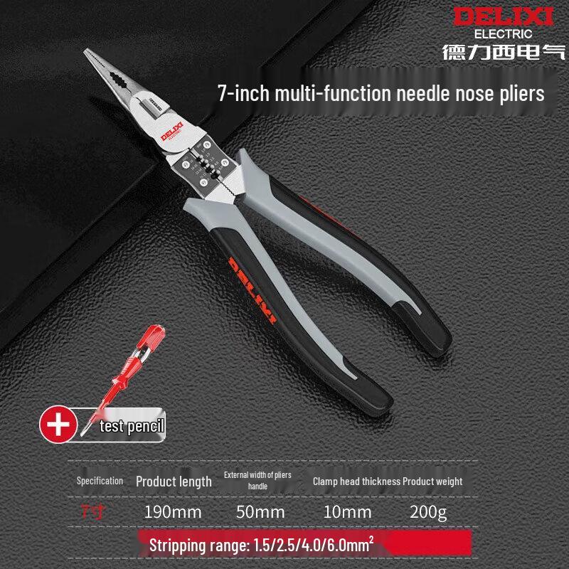 Delixi Industrial-Grade Chrome Vanadium Steel Long Nose Pliers