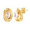 Earrings Stainless Steel Oval White Zircon Stud Earrings Gold Ladies Fashion Earrings, Necklace