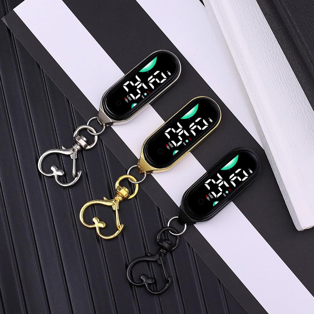 Led Electronic Hanging Watch Keychain Pocket Watch Keyring Hanging Watch Night Lights Touchs Digital Watch Gift