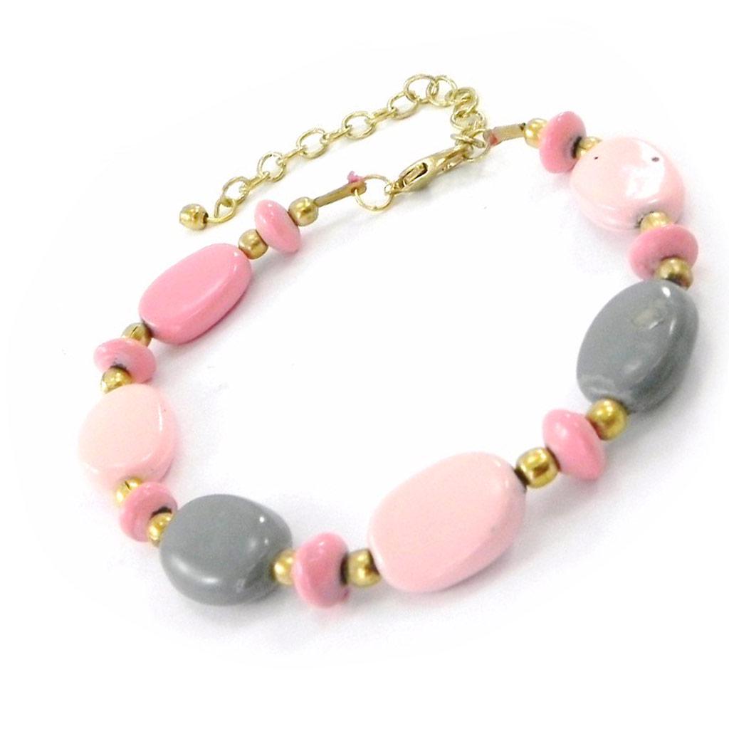 Les Trésors De Lily [I5868] - Designer Bracelet 'Kilimanjaro' Pink Gray