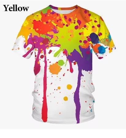 Fashion Women s T-Shirt Summer New Graffiti 3D Printed T-Shirt Color Spray Fashion Art Art Design Wide Short Sleeve Top XXS