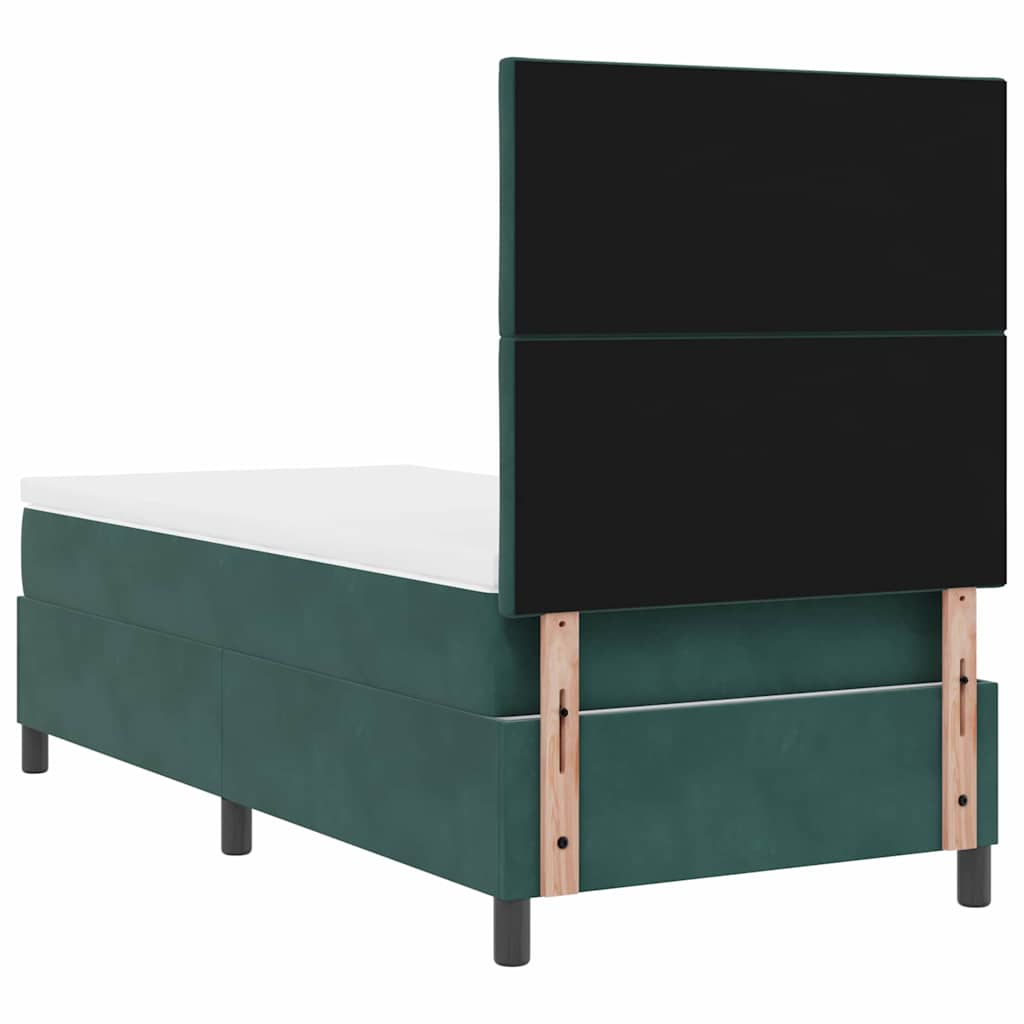 Boxspring Bed with Headboard Dark Green 100 X 200 Cm Velvet
