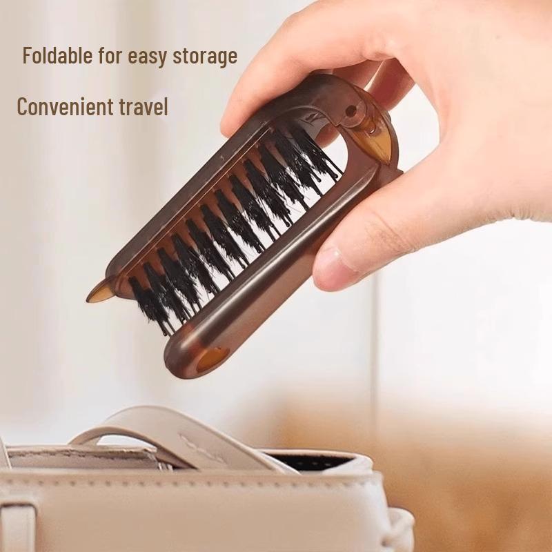 Portable Long Handle Boar Bristle Curling & Teasing Brush for Fluffy Hairstyles and Styling