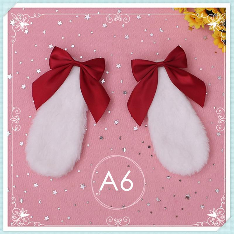 1Pair Bunny Ears Hair Clips Ribbon Bow Hair Clip Costume Headwear Cosplay