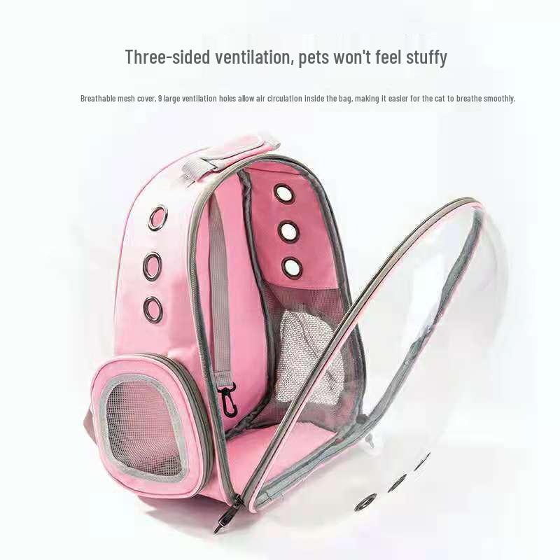 Panoramic Pet Backpack: Portable, Transparent Double Shoulder Carrier for Cats