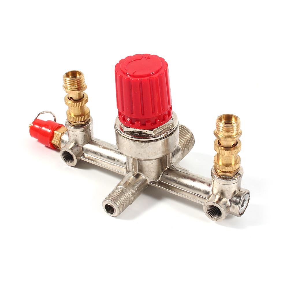 Double Outlet Tube Alloy Air Compressor Switch Pressure Regulator Valve Fit Part