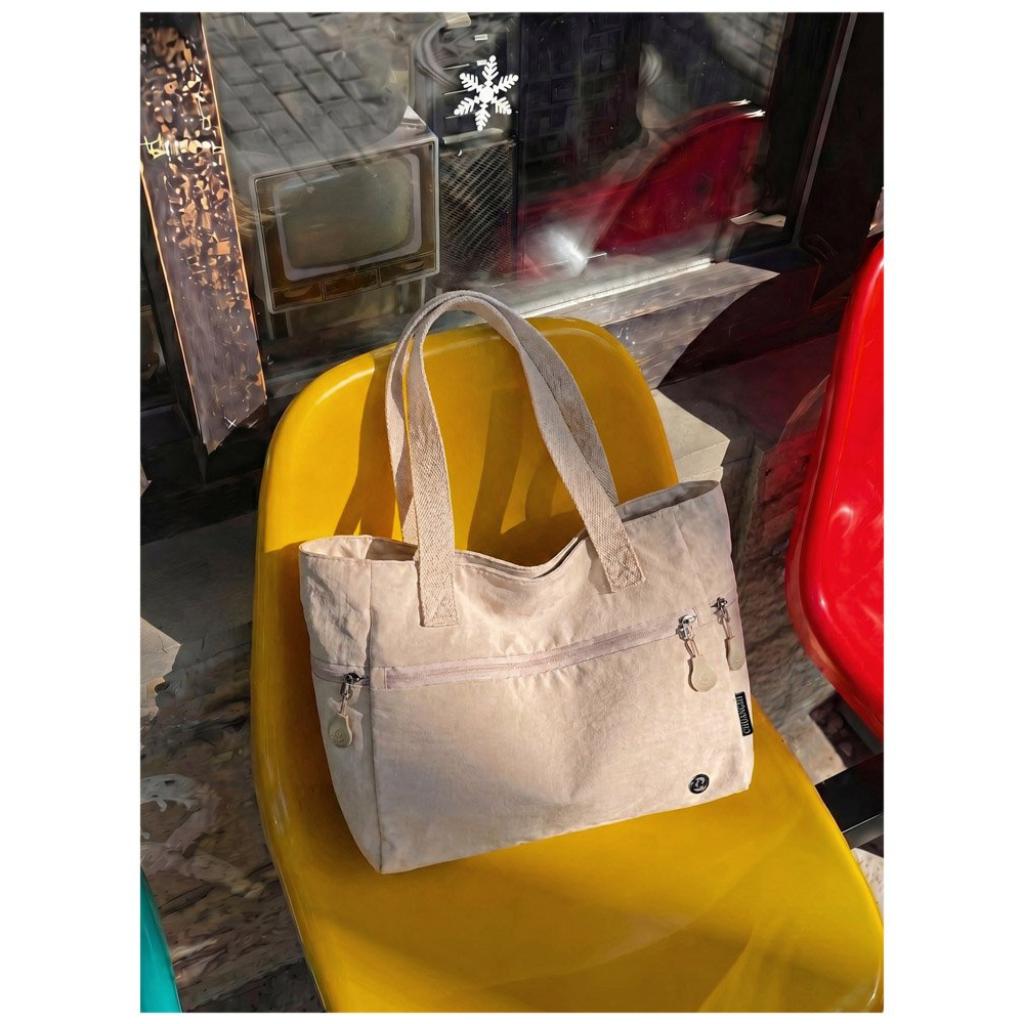 Shoulder Bag Women Canvas Multi Compartment Zipper Storage Daily