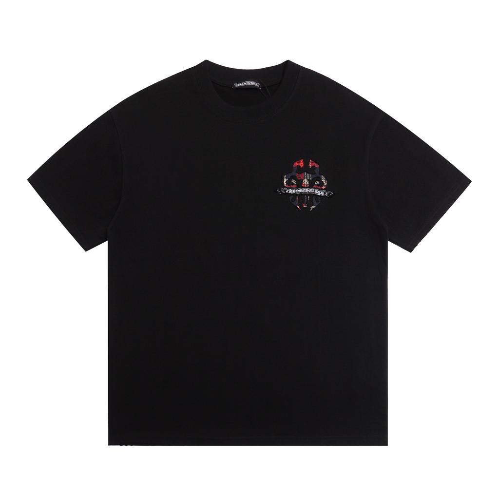 1976 CHROME HEARTS 2025 Summer New High Quality Cotton Round Neck Loose Large Size Men's and Women's T-shirt Couple T-shirt