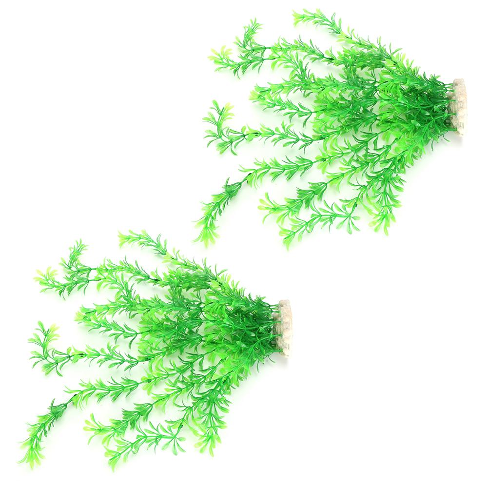 2Pcs Aquarium Fish Tank Landscaping Plastic Peanut Grass for Turtle Fish Ornaments