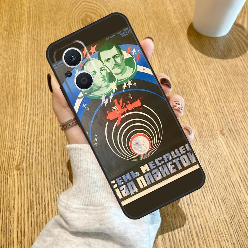 CCCP Soviet Space Propaganda Art Funda For OPPO Reno 12F 11F 13F 14F 8T 8 Lite 10 11 12 13 14 OPPO Find X8 X6 X5 X9 Pro Case