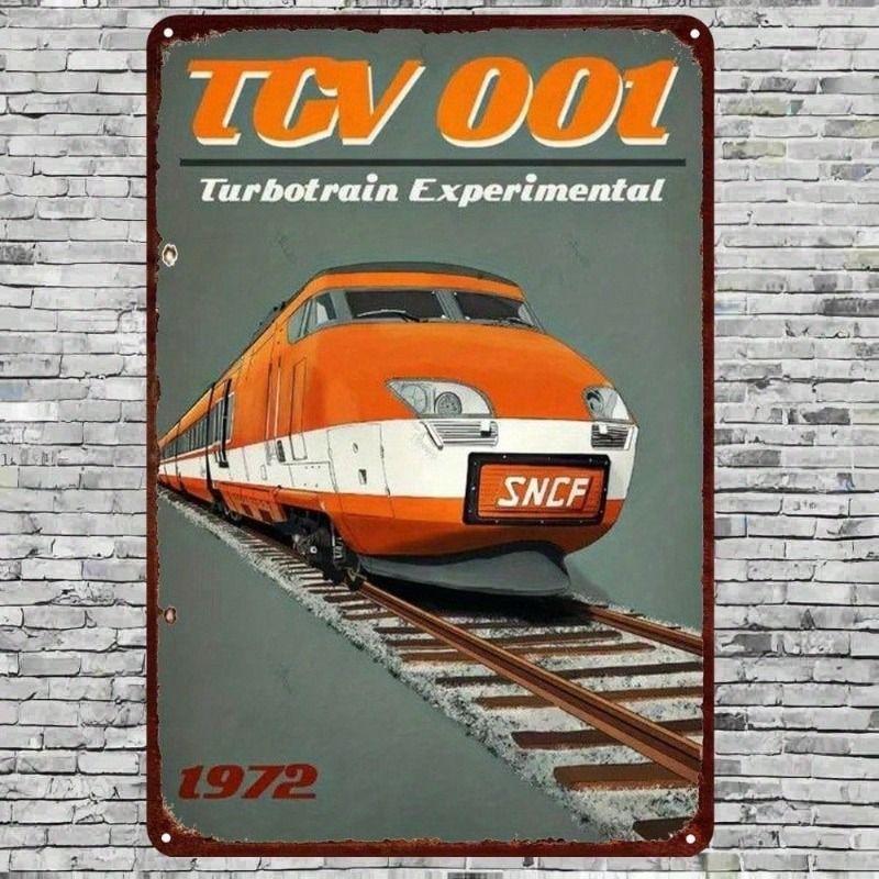 

Vintage SNCF TGV 001 Turbotrain Metal Poster, Retro Wall Art Home Decor