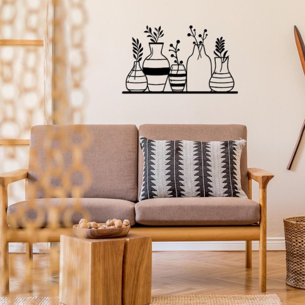 Wrought Iron Vase Wall Art Minimalist Metal Silhouette Home Decor