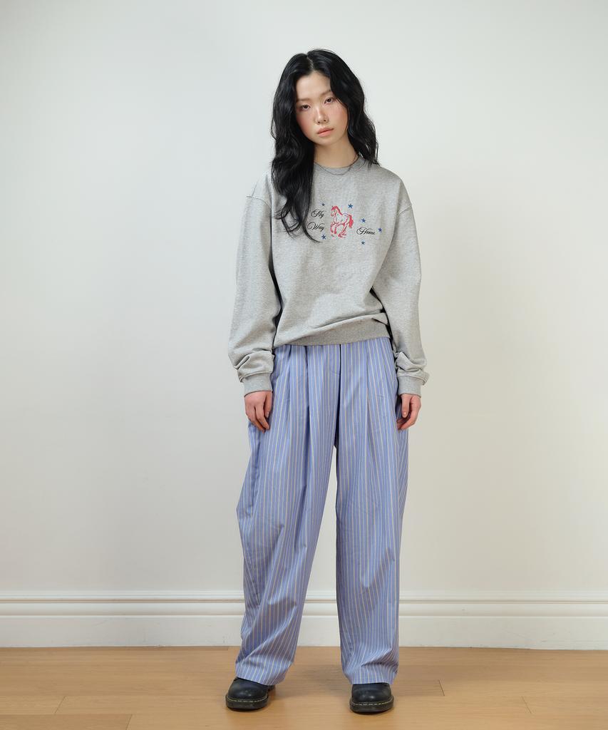 Hombadittingjeu Stripe Pin-Tuck Pants (Sky Blue)
