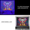 1pc Elephant tapestry, UV responsive fluorescent tapestry, watercolor elephant wall hanging aesthetic cloud tapestry