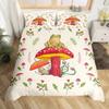 Red Mushroom Kawaii Comforter Set Twin Size Kids Bedding Botanical Plant Print Quilt for Boys Girls Adults