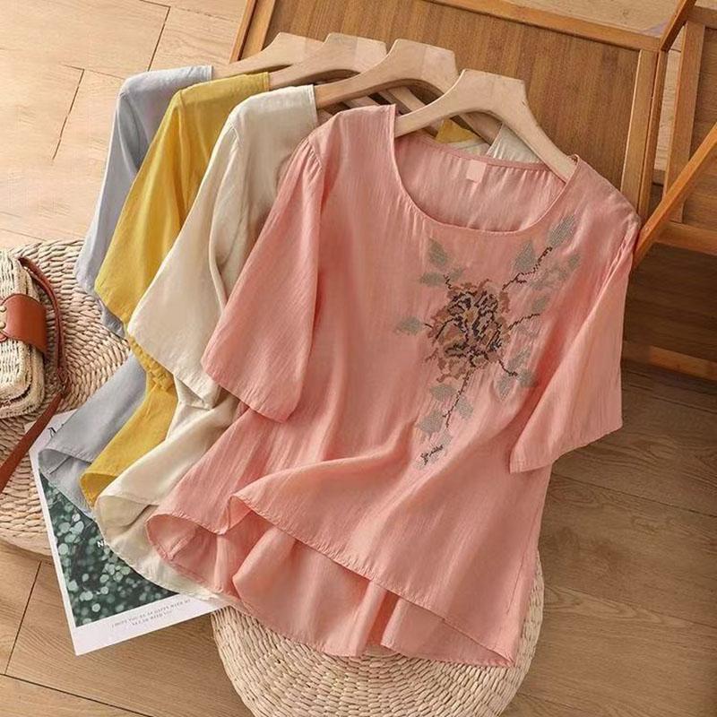 Dámské tričko Letní Velká velikost Bavlněné tričko Měkké Volné Potiskované Ležérní Pohodlné Pulovr Tričko Top