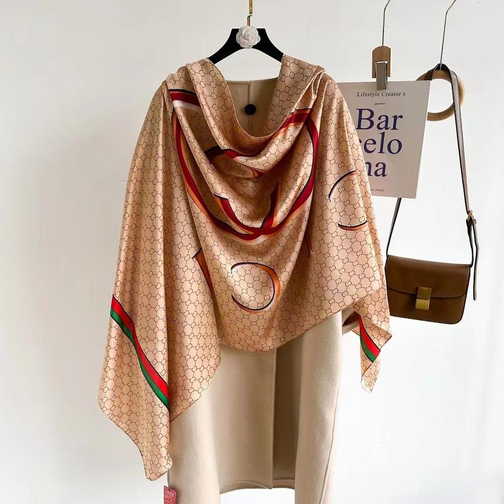 Neue Damenschals Frühling und Herbst zum Verschenken an Mütter im Alter Geschenk Schal dünne Abteilung aus Simulationsseide Gaze Schal Schal