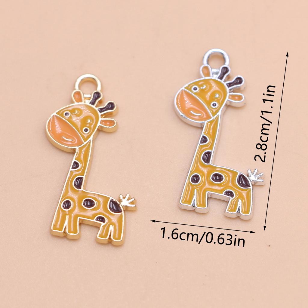 10Pcs Yellow Enamel Gold Plated Giraffe Charm Pendant For Jewelry Making Bracelet Earrings Necklace Diy Accessories Craft