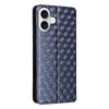 For iPhone 16 Wallet Case Rhombus Imprinted Leather Phone Cover