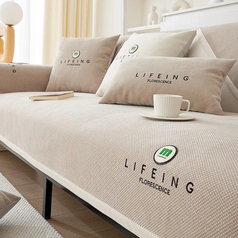 

Новые модные роскошные однотонные диванные полотенца из синели, универсальные противоскользящие чехлы для диванов для гостиной, чехлы для диванов с вышивкой 70x70cm 1pcs