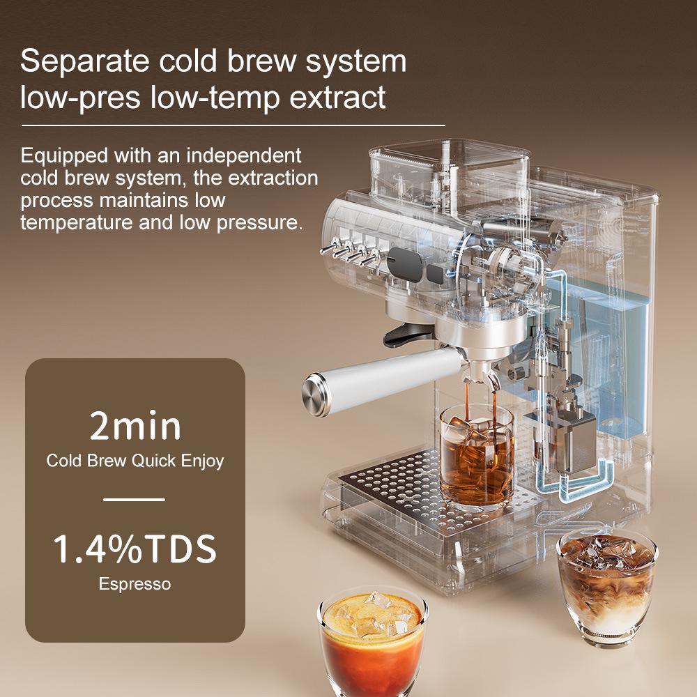 Aeomjk Aimo Ke EU Standard Italian Semi-Automatic Coffee Machine with Integrated Cold Brew and Milk Frother