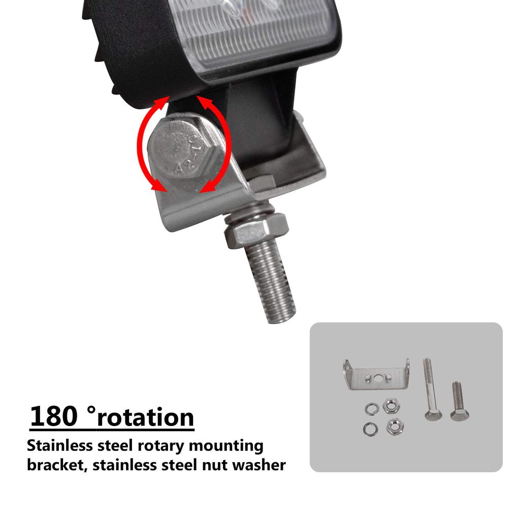 RIGIDON 27W Work Light Square 4 Inch LED Work Light Deck Light Set of 2 LED Floodlight Light Bar Universal 12v-24v